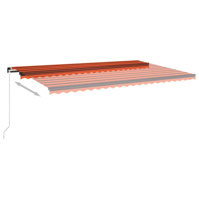 Produktbild för Markis manuellt infällbar med LED 500x350 cm orange/brun