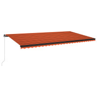 Produktbild för Markis manuellt infällbar 600x350 cm orange och brun