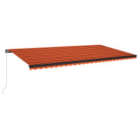 Produktbild för Markis med LED manuellt infällbar 600x350 cm orange och brun