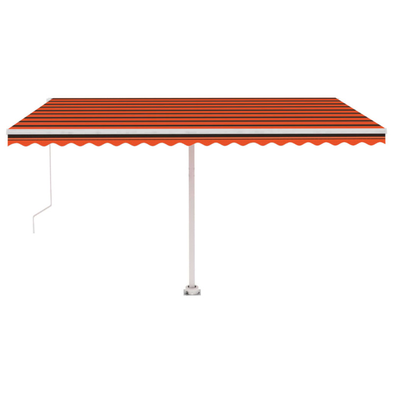 Produktbild för Markis manuellt infällbar med LED 400x350 cm orange och brun