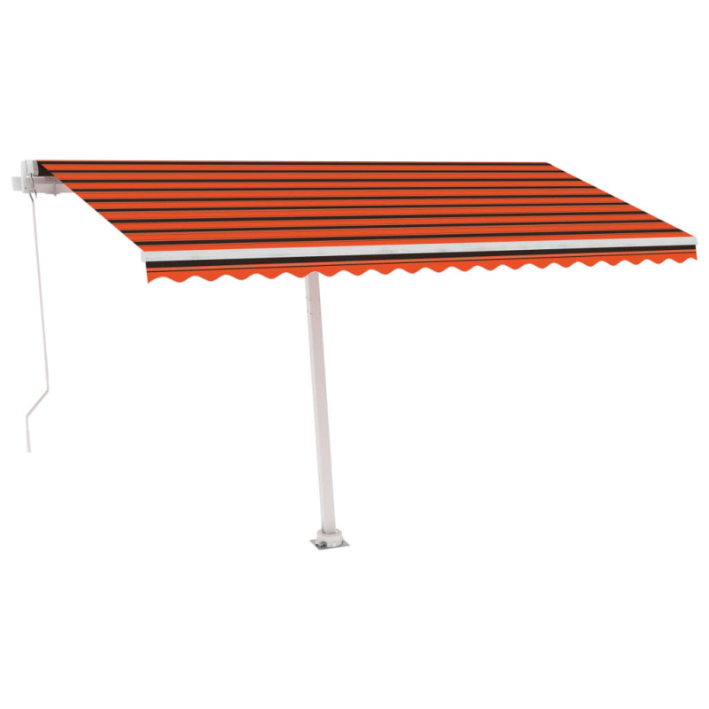 Produktbild för Markis manuellt infällbar med LED 400x350 cm orange och brun