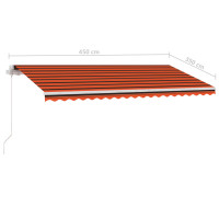 Produktbild för Markis manuellt infällbar med LED 450x350 cm orange och brun