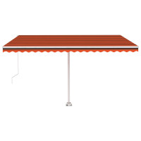Produktbild för Markis manuellt infällbar med LED 450x350 cm orange och brun