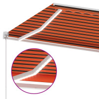 Produktbild för Markis manuellt infällbar med LED 450x350 cm orange och brun