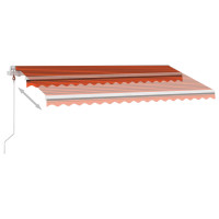 Produktbild för Automatisk markis med vindsensor & LED 450x350 cm orange/brun