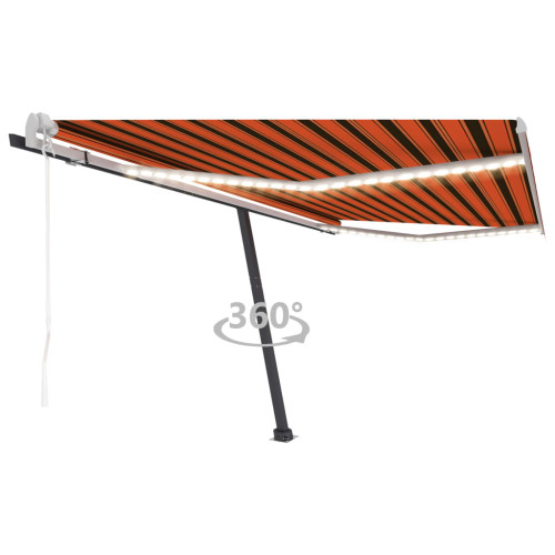 vidaXL Automatisk markis med vindsensor & LED 400x350 cm orange/brun