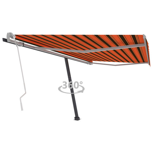 vidaXL Fristående markis manuellt infällbar 450x350 cm orange/brun