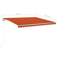 Produktbild för Markis manuellt infällbar med LED 4x3,5 m orange och brun