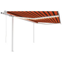 Produktbild för Automatisk markis med vindsensor & LED 4x3,5 m orange/brun