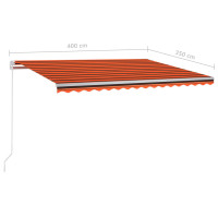 Produktbild för Automatisk markis med vindsensor & LED 4x3,5 m orange/brun