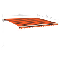 Produktbild för Markis manuellt infällbar med LED 4,5x3,5 m orange och brun