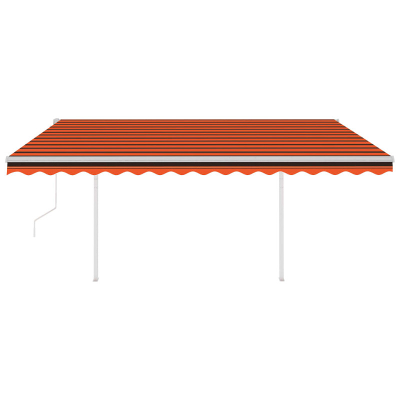 Produktbild för Automatisk markis med vindsensor & LED 4,5x3,5 m orange/brun