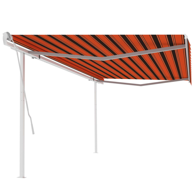 Produktbild för Markis med stolpar manuellt infällbar 5x3,5 m orange och brun