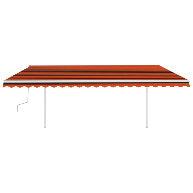 Produktbild för Markis med stolpar manuellt infällbar 5x3,5 m orange och brun