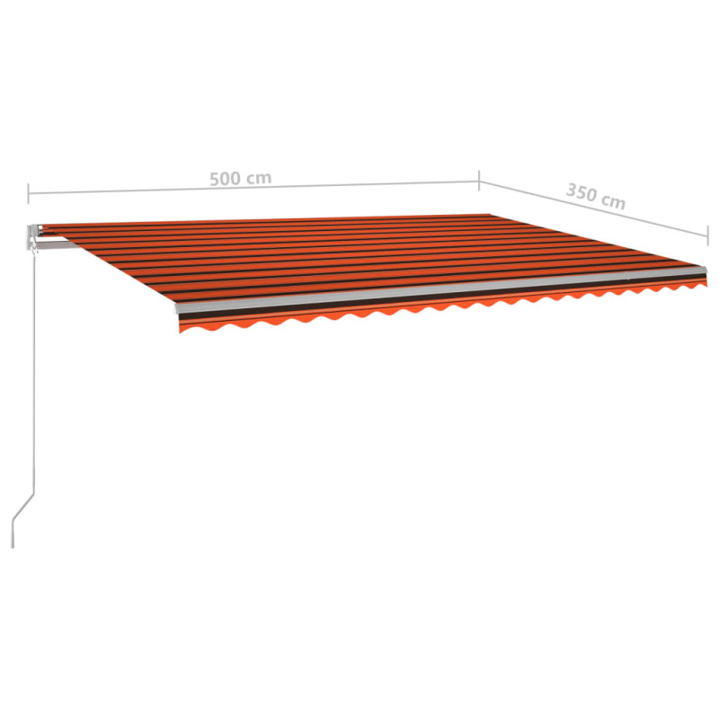 Produktbild för Markis med stolpar automatisk infällbar 5x3,5 m orange och brun