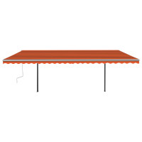 Produktbild för Markis med stolpar manuellt infällbar 6x3,5 m orange och brun
