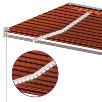 Produktbild för Markis med LED manuellt infällbar 6x3,5 m orange och brun