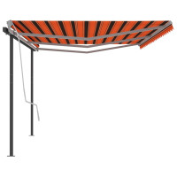 Produktbild för Markis med stolpar automatisk 6x3,5 m orange och brun