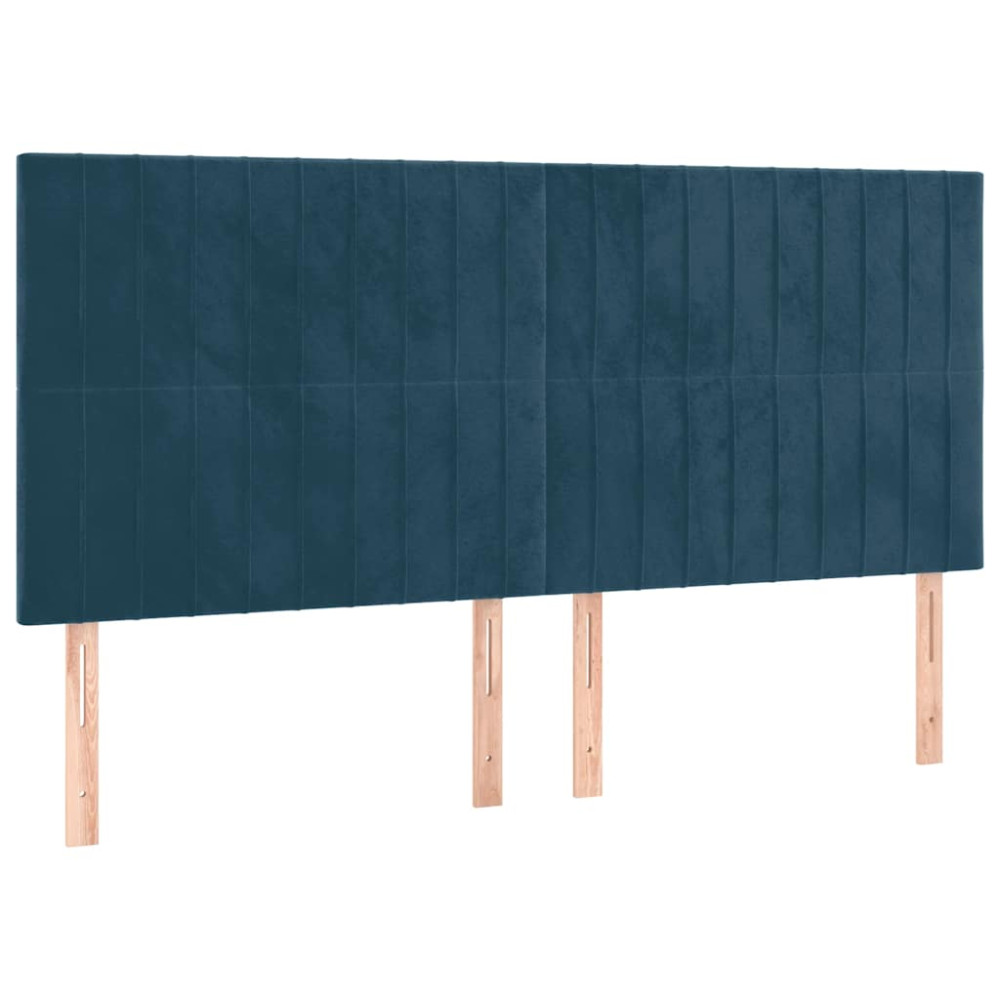 Produktbild för Sänggavel mörkblå 180x5x118/128 cm sammet