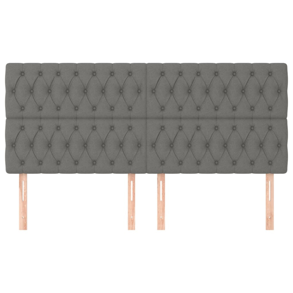 Produktbild för Sänggavel mörkgrå 180x7x118/128 cm tyg