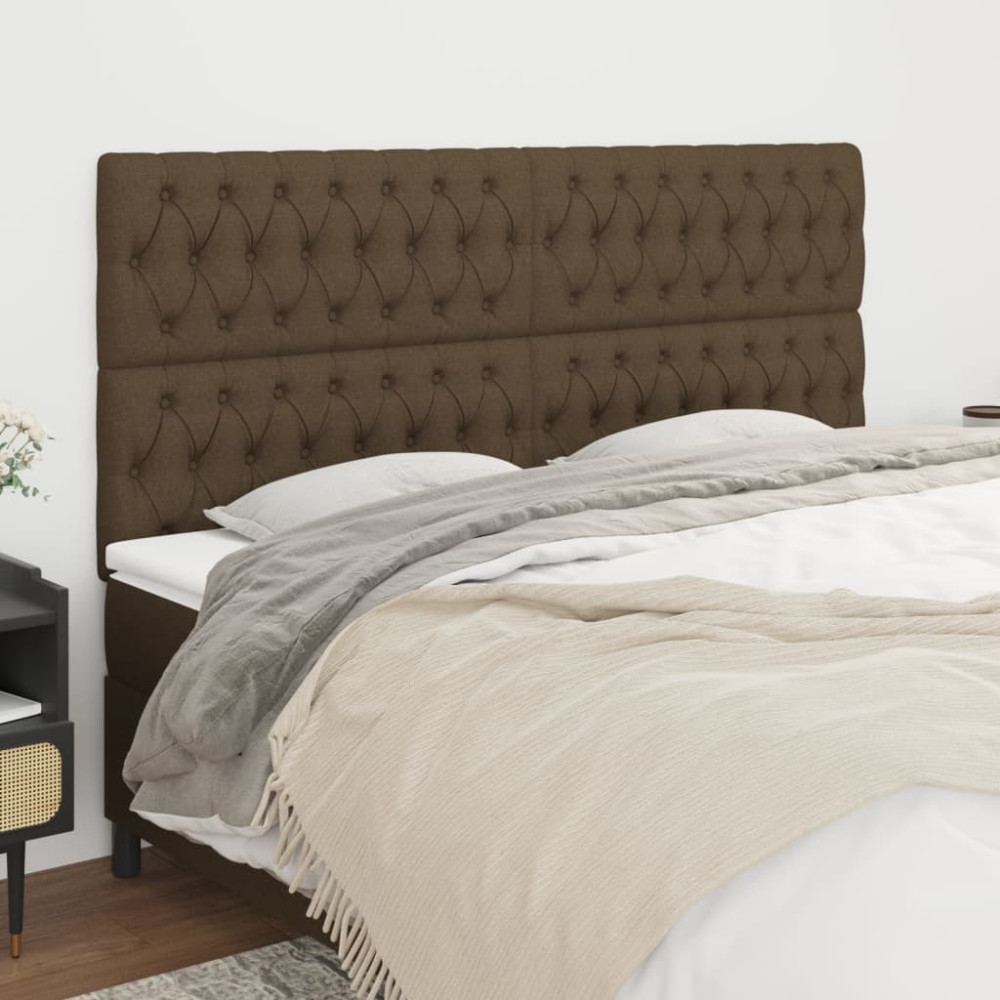 Produktbild för Sänggavel mörkbrun 180x7x118/128 cm tyg
