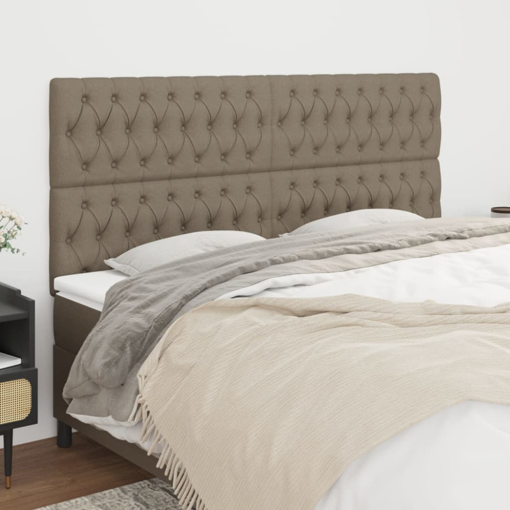 Produktbild för Sänggavel taupe 200x7x118/128 cm tyg