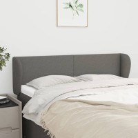 Produktbild för Sänggavel med kanter mörkgrå 147x23x78/88 cm tyg