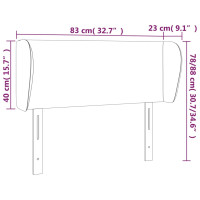 Produktbild för Sänggavel med kanter svart 83x23x78/88 cm sammet