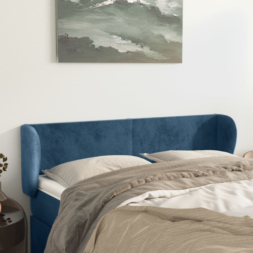 vidaXL Sänggavel med kanter blå 147x23x78/88 cm sammet