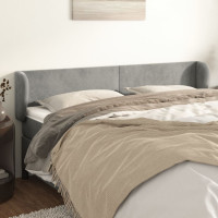 Produktbild för Sänggavel med kanter ljusgrå 183x23x78/88 cm sammet