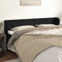 Produktbild för Sänggavel med kanter svart 183x23x78/88 cm sammet