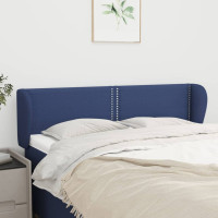 Miniatyr av produktbild för Sänggavel med kanter blå 147x23x78/88 cm tyg