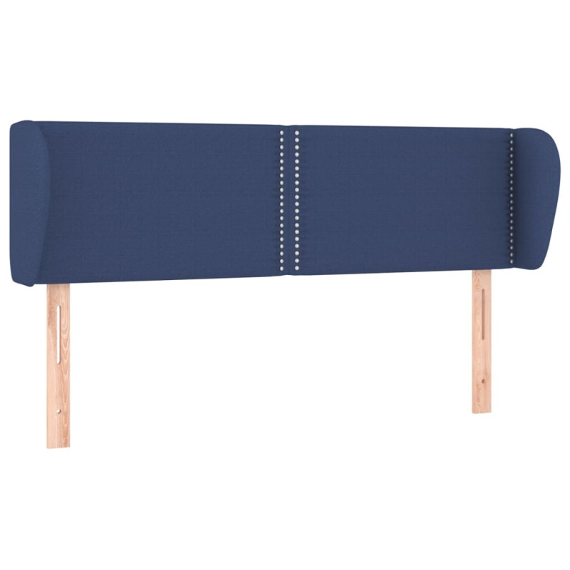 Produktbild för Sänggavel med kanter blå 147x23x78/88 cm tyg