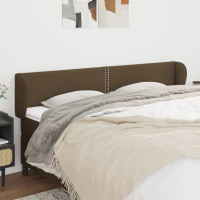 Produktbild för Sänggavel med kanter mörkbrun 163x23x78/88 cm tyg