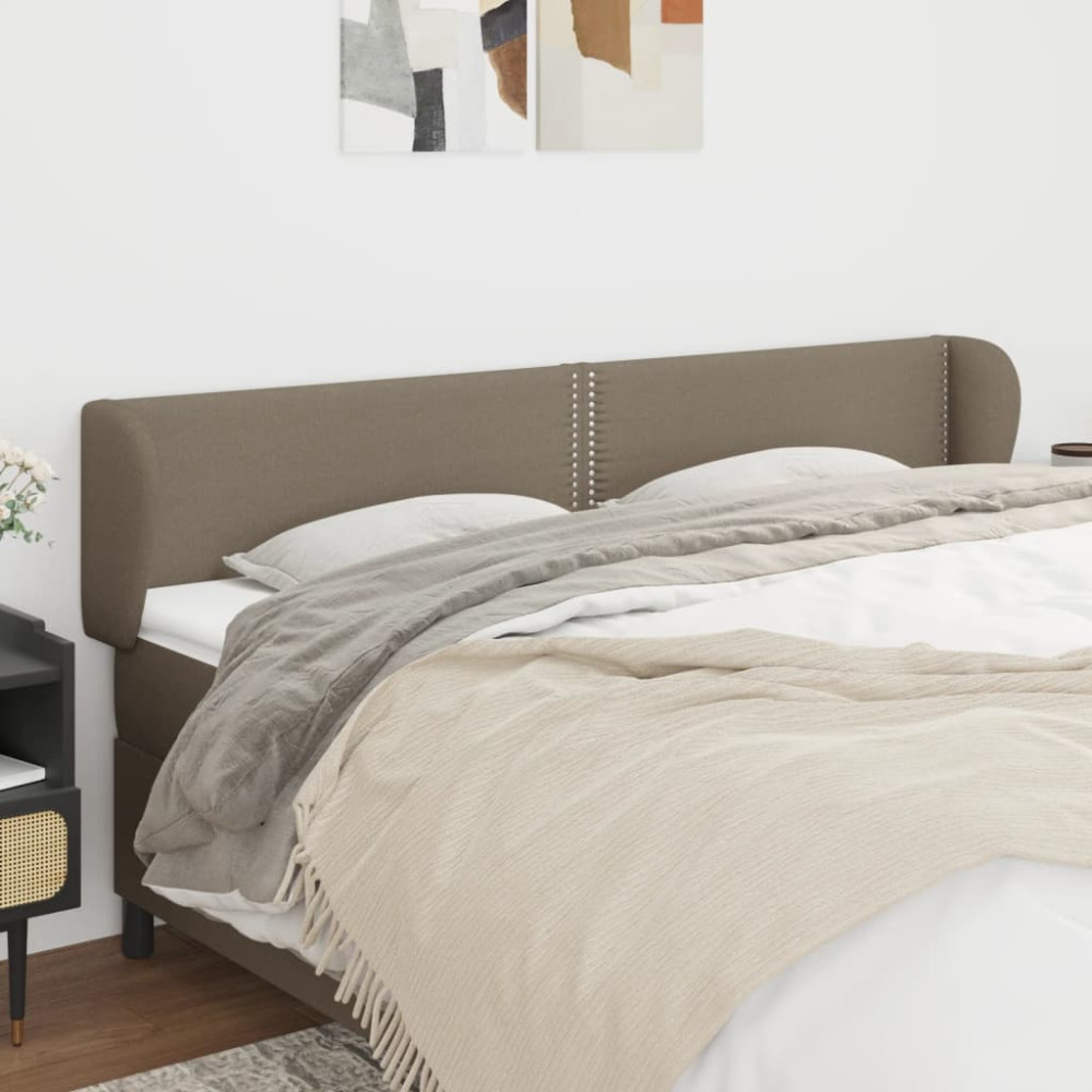 Produktbild för Sänggavel med kanter taupe 203x23x78/88 cm tyg