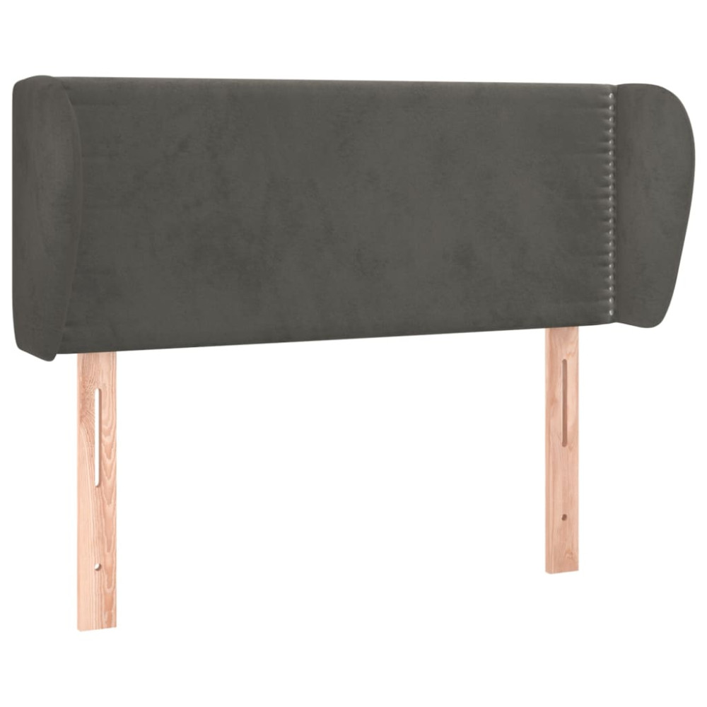 Produktbild för Sänggavel med kanter mörkgrå 93x23x78/88 cm sammet