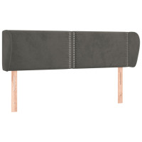 Produktbild för Sänggavel med kanter mörkgrå 147x23x78/88 cm sammet