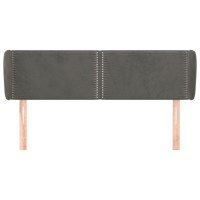 Produktbild för Sänggavel med kanter mörkgrå 147x23x78/88 cm sammet