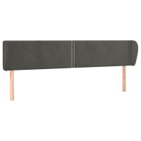 Produktbild för Sänggavel med kanter mörkgrå 163x23x78/88 cm sammet