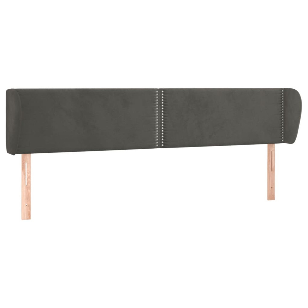 Produktbild för Sänggavel med kanter mörkgrå 183x23x78/88 cm sammet
