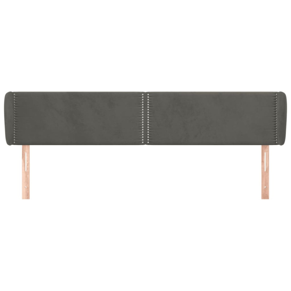 Produktbild för Sänggavel med kanter mörkgrå 183x23x78/88 cm sammet