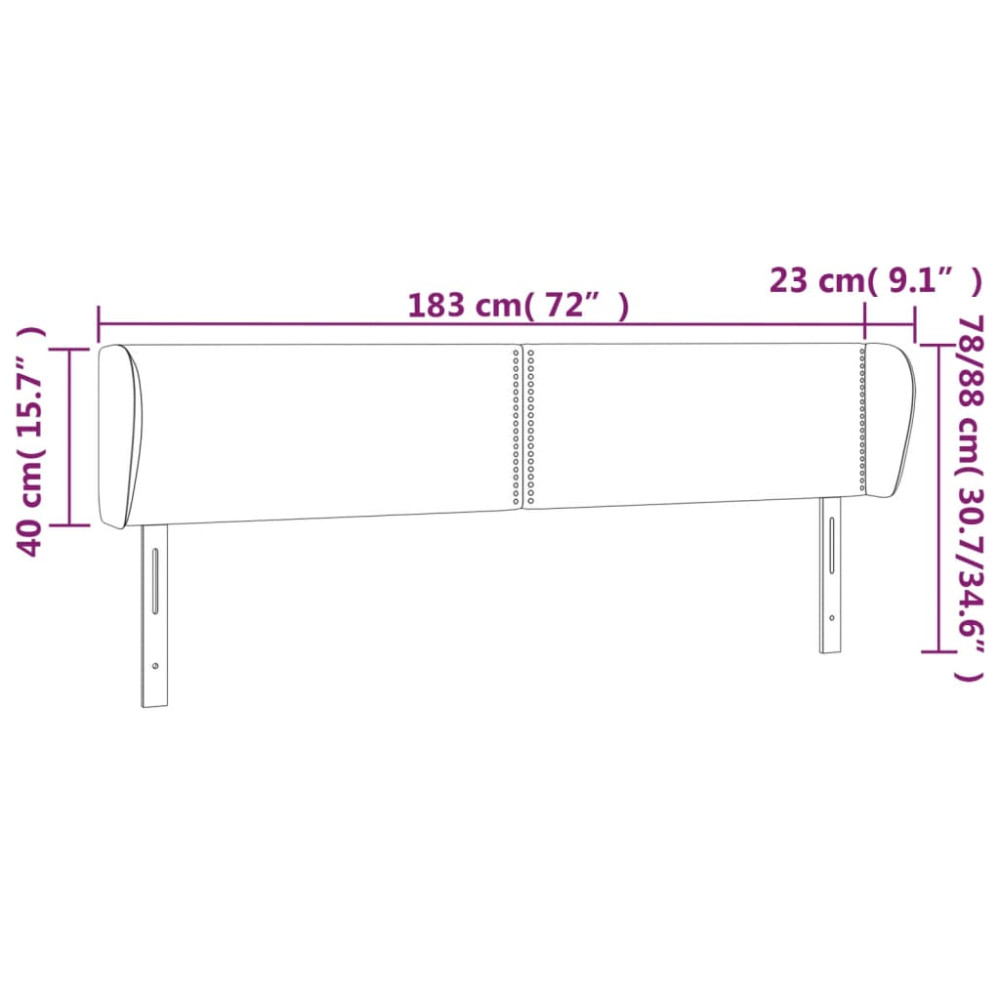 Produktbild för Sänggavel med kanter mörkgrå 183x23x78/88 cm sammet