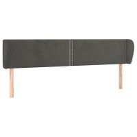 Produktbild för Sänggavel med kanter mörkgrå 203x23x78/88 cm sammet