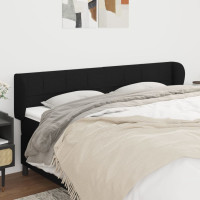 Produktbild för Sänggavel med kanter svart 163x23x78/88 cm tyg