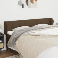 Miniatyr av produktbild för Sänggavel med kanter mörkbrun 183x23x78/88 cm tyg