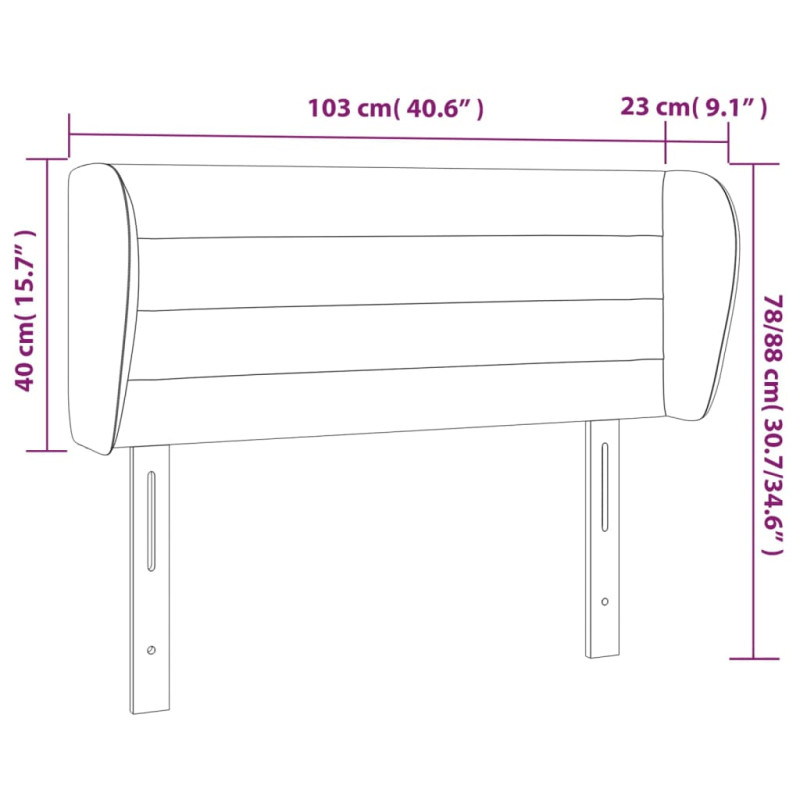 Produktbild för Sänggavel med kanter taupe 103x23x78/88 cm tyg