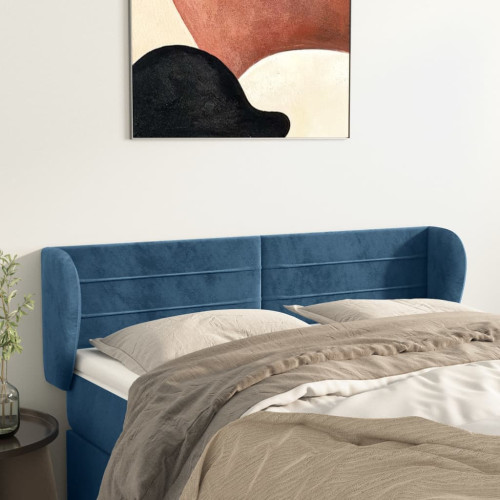 vidaXL Sänggavel med kanter blå 147x23x78/88 cm sammet