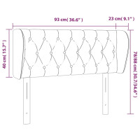 Produktbild för Sänggavel med kanter gräddvit 93x23x78/88 cm tyg