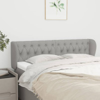 Produktbild för Sänggavel med kanter ljusgrå 147x23x78/88 cm tyg