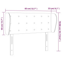 Produktbild för Sänggavel med kanter gräddvit 83x23x78/88 cm tyg